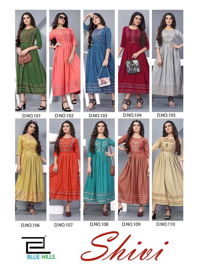 VEE FAB SHIVI Fancy Designer Ethnic Wear Heavy Rayon Two Tone Anarkali Kurtis Collection